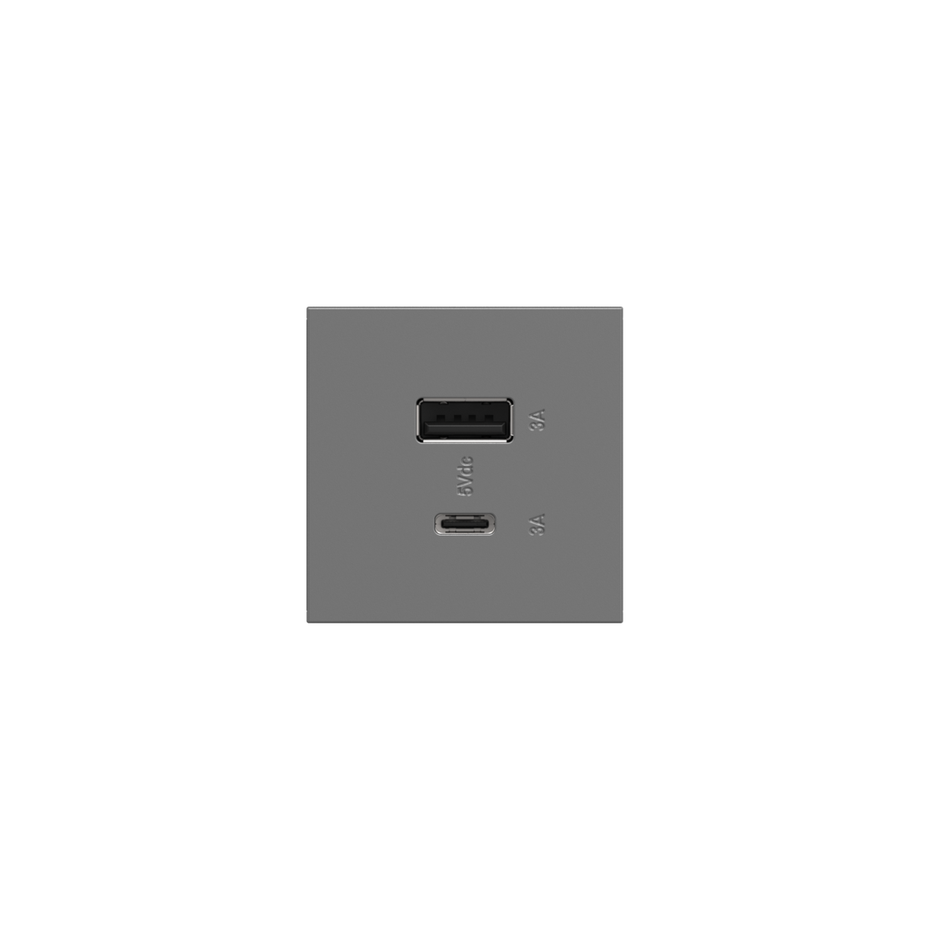 Full-Size, Hybrid USB Outlet, A/C USB Outlet, Magnesium