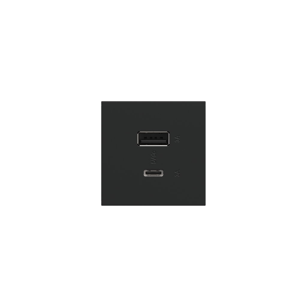 Full-Size, Hybrid USB Outlet, A/C USB Outlet, Graphite