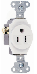 Heavy-Duty Spec Grade Single Receptacle, Side Wire, 15A, 125V, White