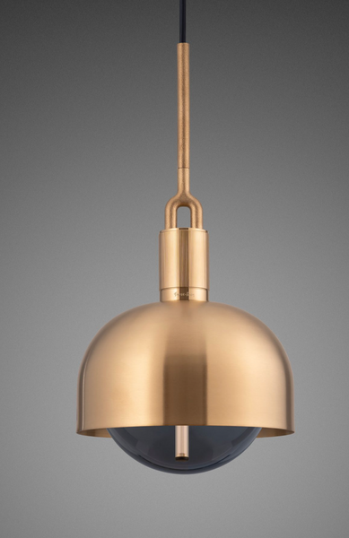 FORKED PENDANT / SHADE / GLOBE / SMOKED / MEDIUM / BRASS