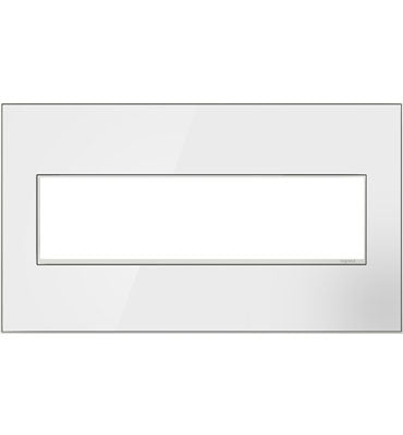 Mirror White-on-White,  4-Gang Wall Plate