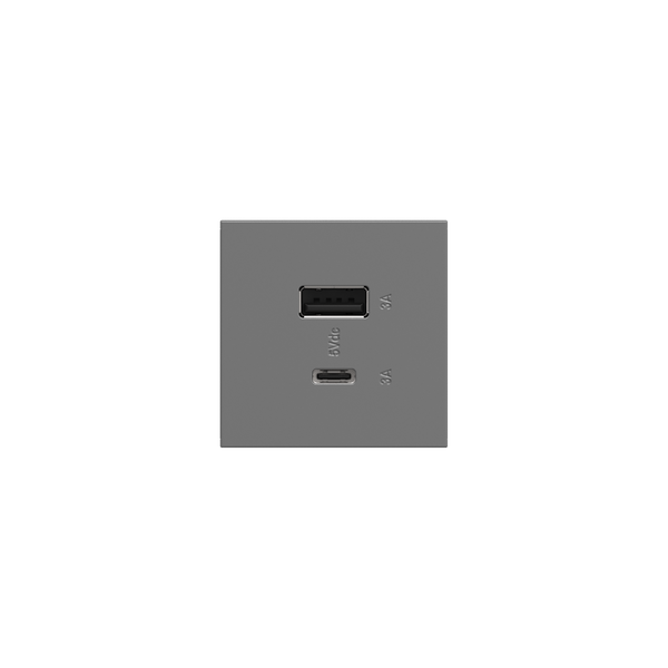 Full-Size, Hybrid USB Outlet, A/C USB Outlet, Magnesium