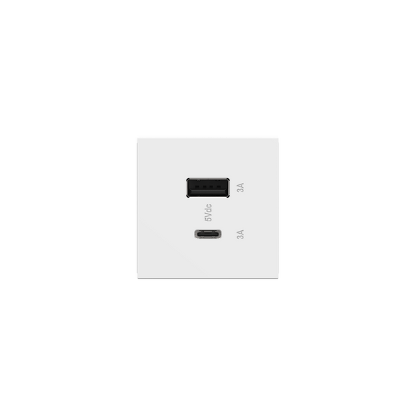 Full-Size, Hybrid USB Outlet, A/C USB Outlet, White