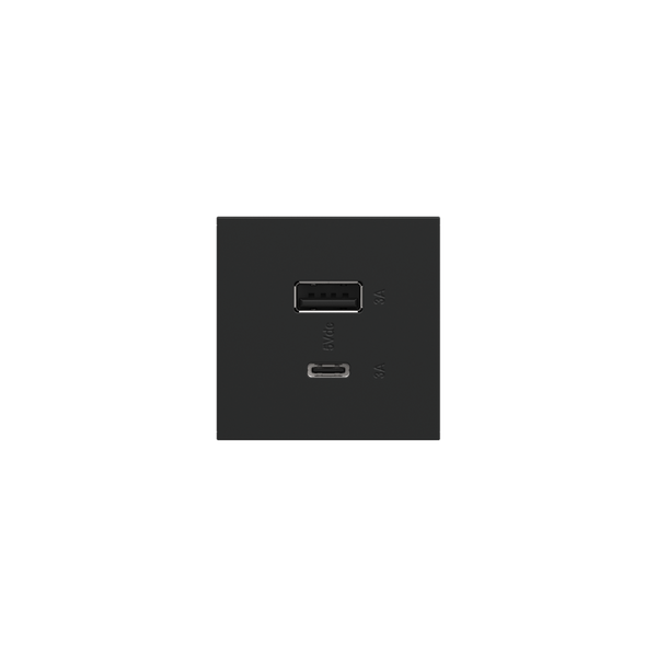 Full-Size, Hybrid USB Outlet, A/C USB Outlet, Graphite