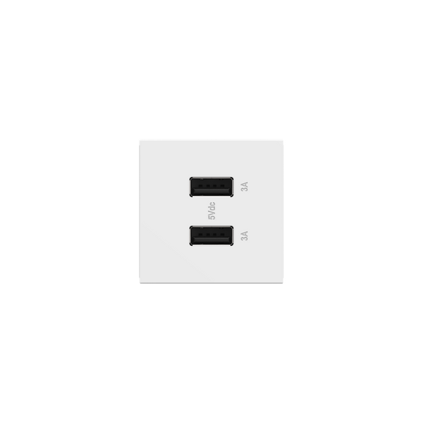 Full-Size, A/A USB Outlet, White