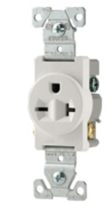 Heavy-Duty Spec Grade Single Receptacles, Back & Side Wire, 15A, 250V,