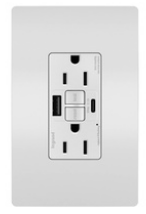 NEW Tamper-Resisant Self-Test GFCI USB Type-AC Outlet, White
