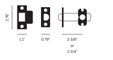 TUBULAR LATCH/ privacy- 2-3/8" - 2-3/4"