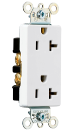Heavy-Duty Decorator Spec Grade Receptacles, Back & Side Wire, 20A, 125V