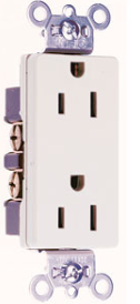 Heavy-Duty Decorator Spec Grade Receptacles, Back & Side Wire, 15A, 125V