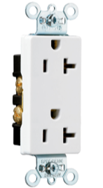 Heavy-Duty Decorator Spec Grade Receptacles, Side Wire, 20A, 125V,