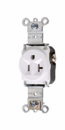 Heavy-Duty Spec Grade Single Receptacles, Back & Side Wire, 20A, 125V, White