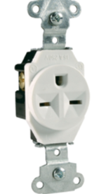 Heavy-Duty Spec Grade Single Receptacles, Side Wire, 15A, 250V, White